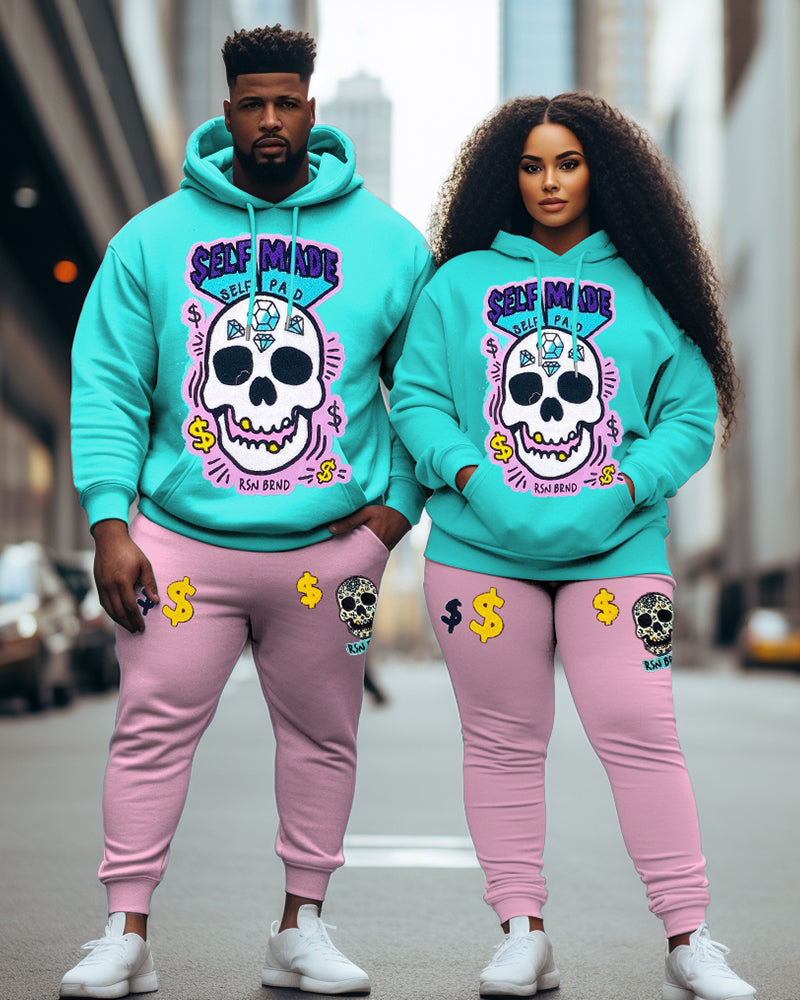Big & Tall Skull Hoodie Sweatpants Set for big men view 1