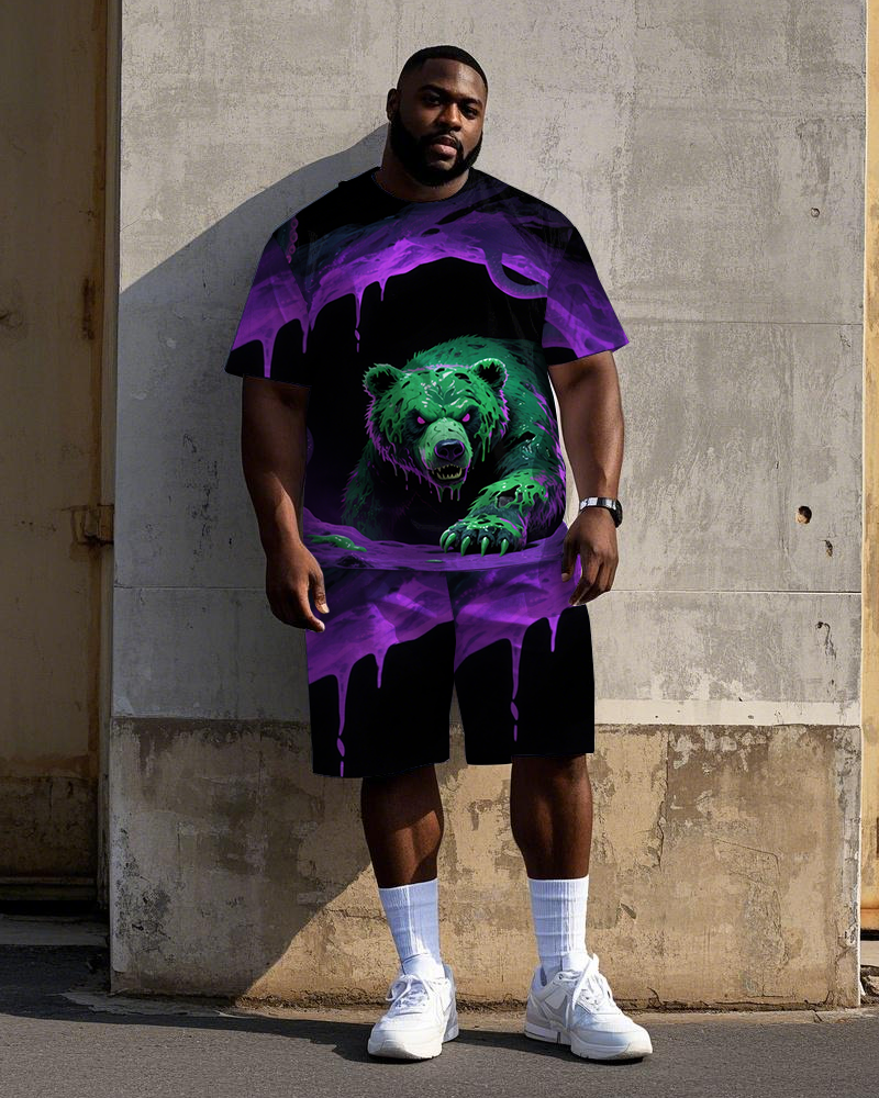 Big & Tall Streetwear T-Shirt Shorts Set for big men view 1