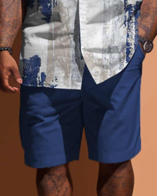 Big & Tall Streetwear Vintage T-Shirt Shorts Set for big men view 3