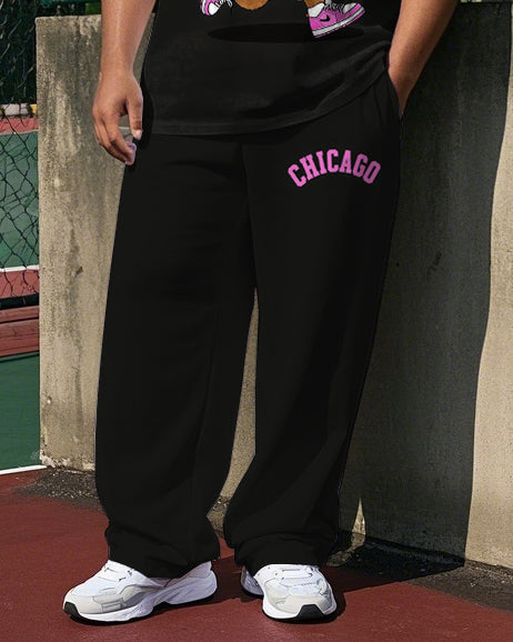 Big & Tall Graphic Athletic T-Shirt Pants Set for big men view 3