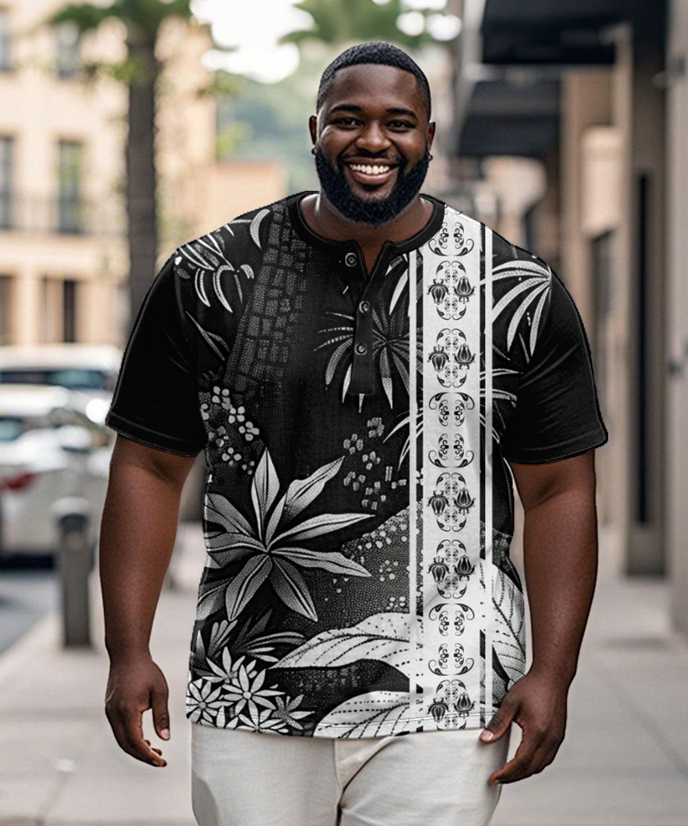 Big & Tall Black White Gradient T-Shirt for big men view 1