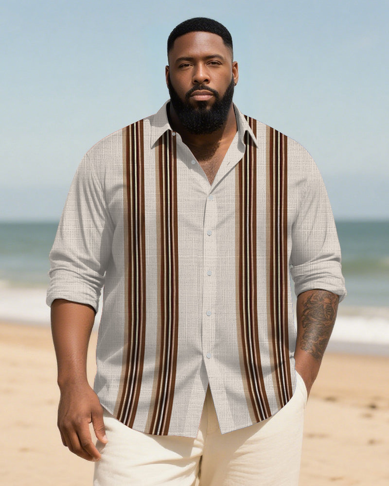 Big & Tall Striped Graphic Long Sleeve Shirt for big men view 1