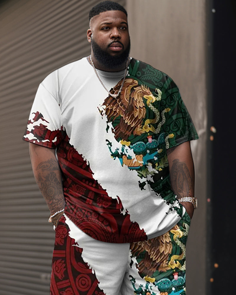 Big & Tall Graphic Streetwear T-Shirt Shorts Set for big men view 2