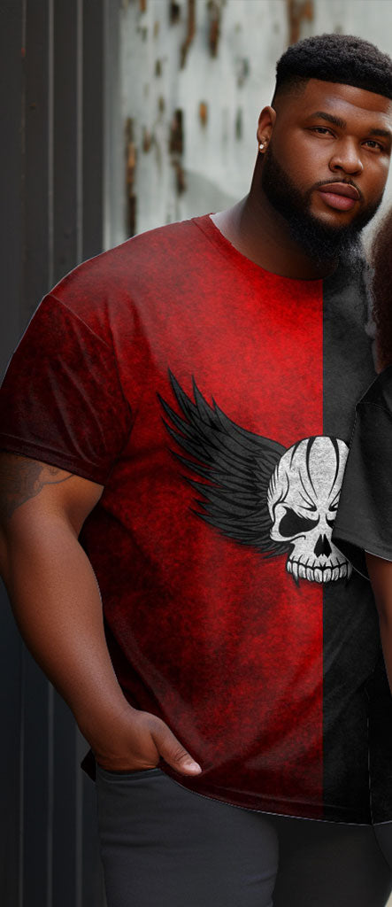 Big & Tall Colorblock Skull Jeans for big men view 2