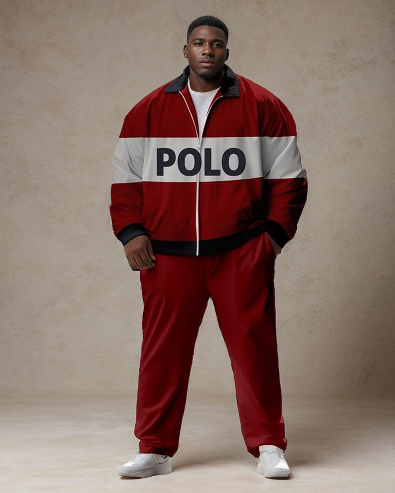 Big & Tall Red Graphic Hoodie Sweatpants Set for big men view 1