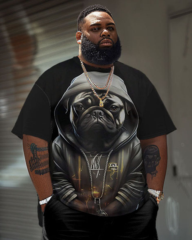 Big & Tall Graphic T-Shirt Shorts Set for big men view 3