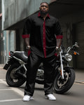 Big & Tall Black Red Streetwear Shirt Pants Set for men view 1