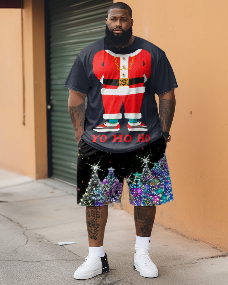 Big & Tall Business Casual T-Shirt Shorts Set for big men view 1