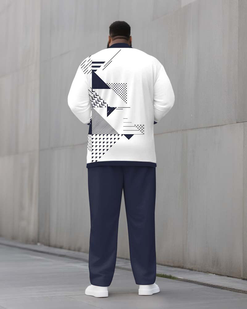 Big & Tall Black White Geometric Two-piece Set for big men view 4