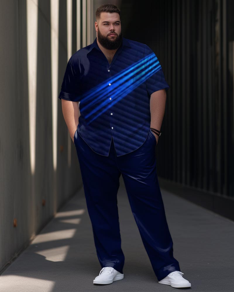 Big & Tall Gradient Graphic T-Shirt Pants Set for big men view 1