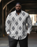 Big & Tall Gray Business Casual Shirt Pants Set for big men