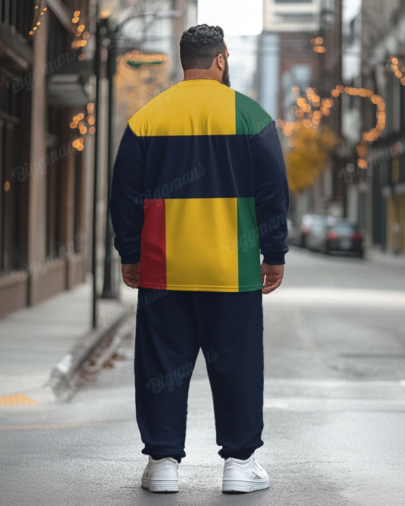 Big & Tall Colorblock Striped T-Shirt Pants Set for big men view 2