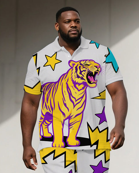 Big & Tall Streetwear Polo Shorts Set for big men view 2