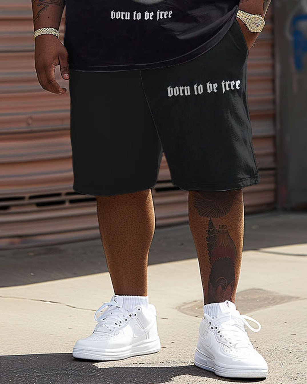 Big & Tall Streetwear T-Shirt Shorts Set for big men view 4