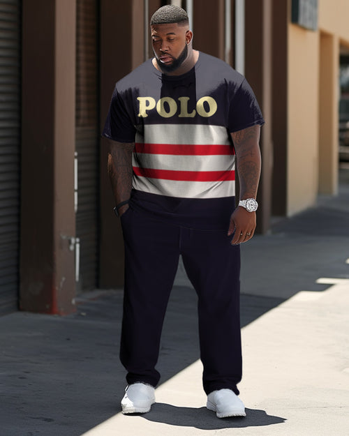 Big & Tall Striped Athletic Two-piece Set for big men view 1
