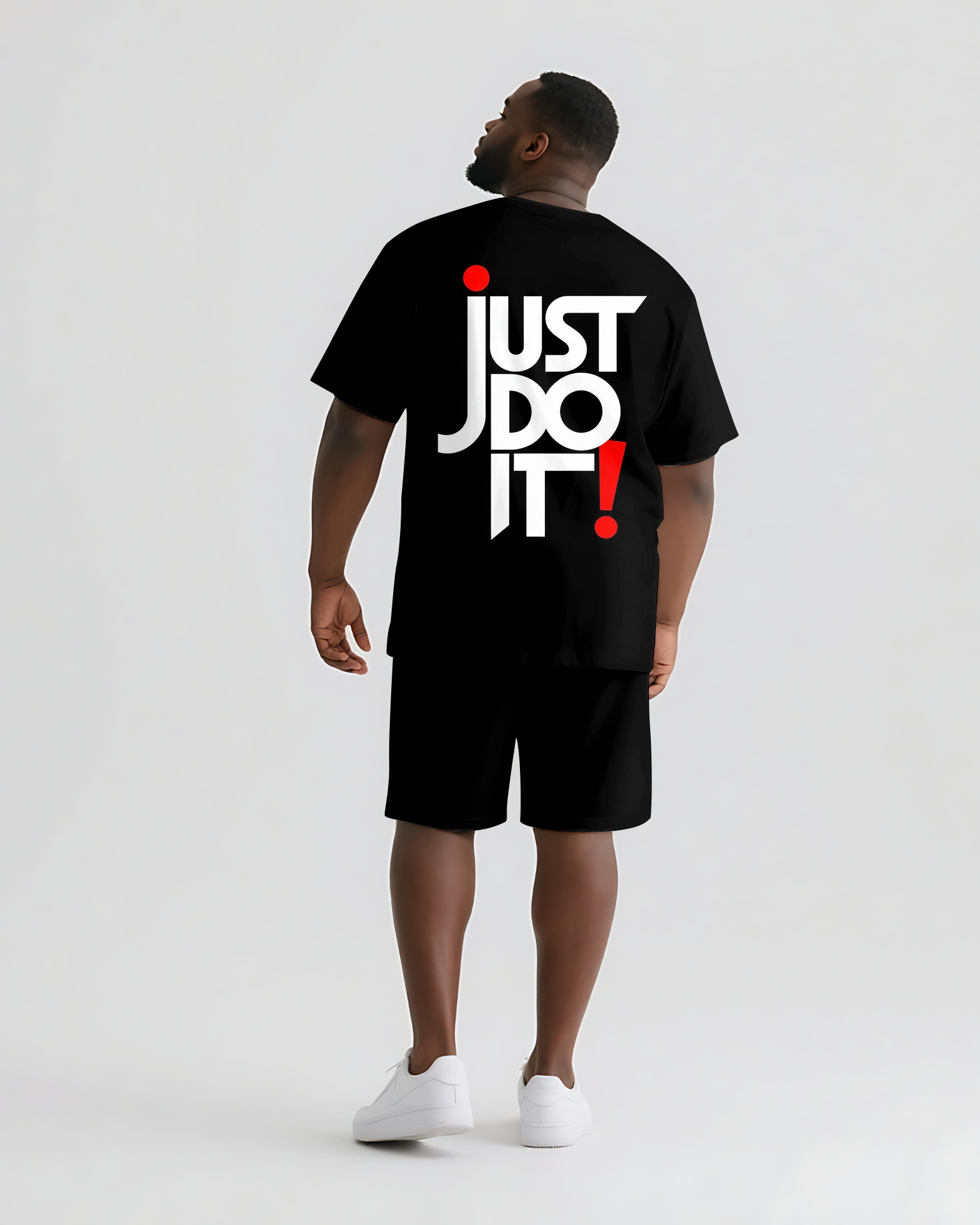 Big & Tall Graphic Streetwear Two-piece Set for big men view 1