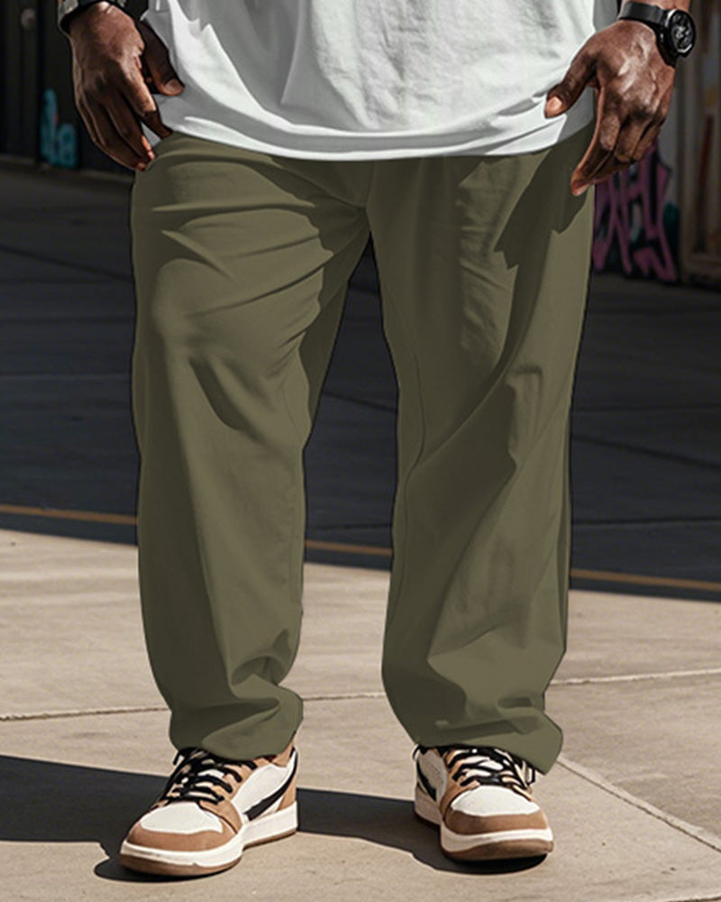 Big & Tall Green Graphic Vest Pants Set for big men view 3