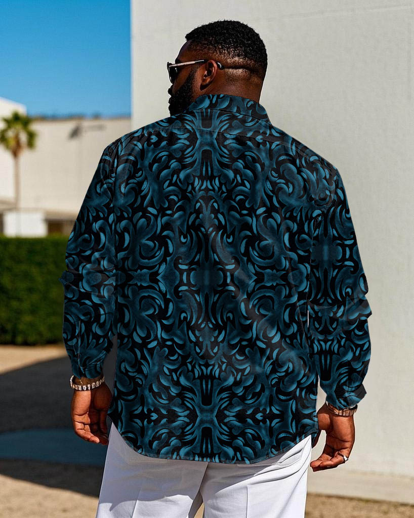 Big & Tall Business Casual Vintage Long Sleeve Shirt for big men view 2