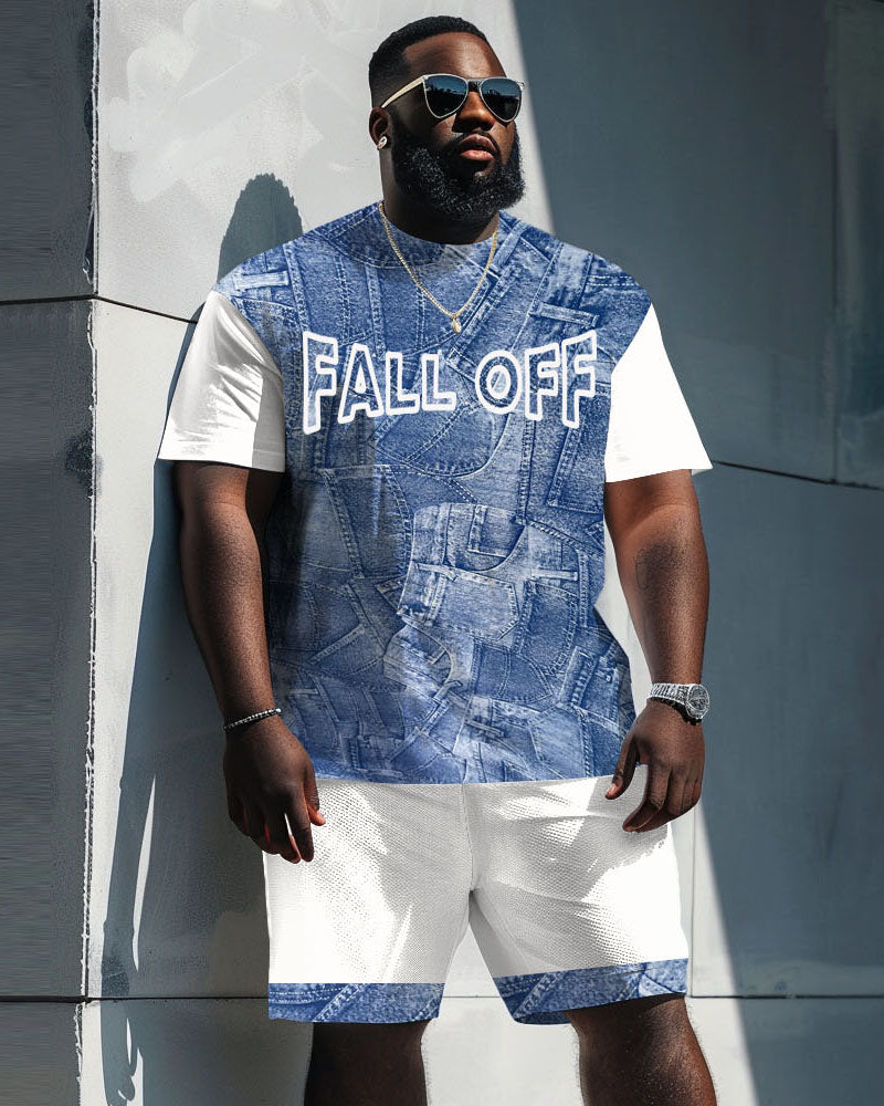 Big & Tall Denim Graphic Two-piece Set for big men view 2