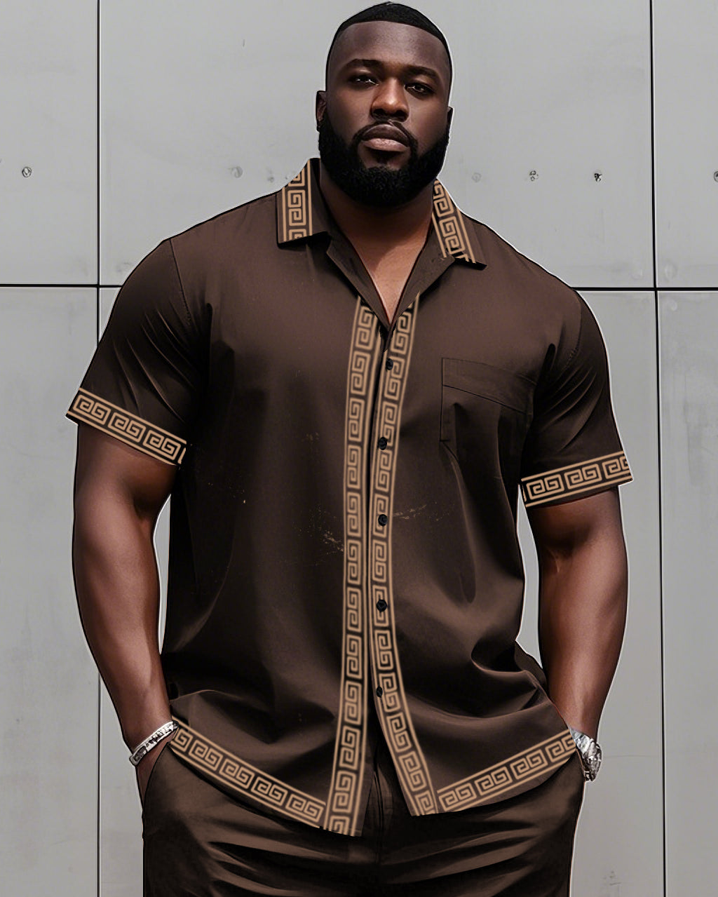 Big & Tall Colorblock T-Shirt Shorts Set for big men view 8