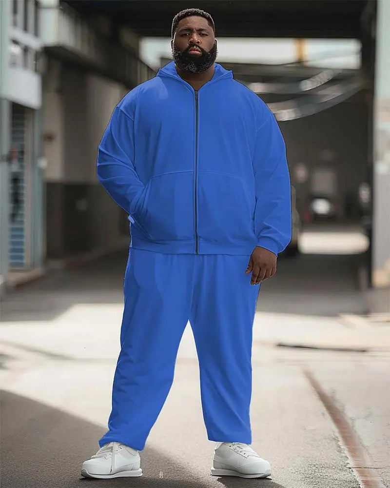 Big & Tall Solid Color Athletic Hoodie Sweatpants Set for big men view 7