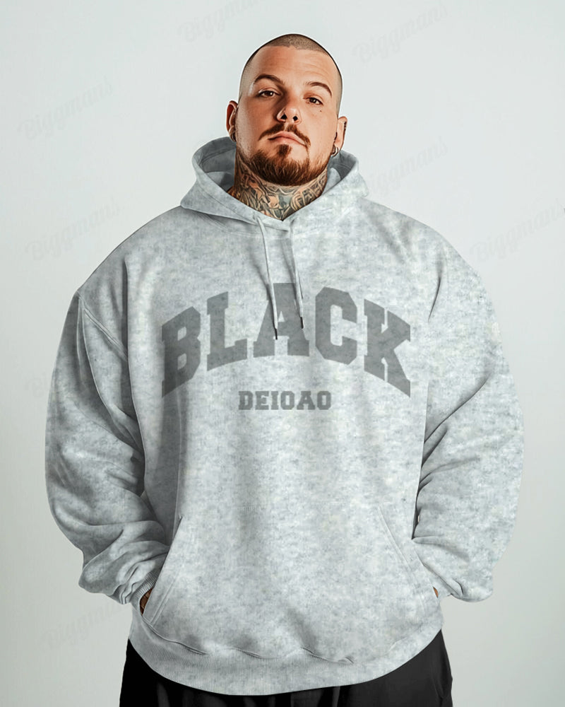 Big & Tall Black Graphic Hoodie Sweatpants Set for big men view 6