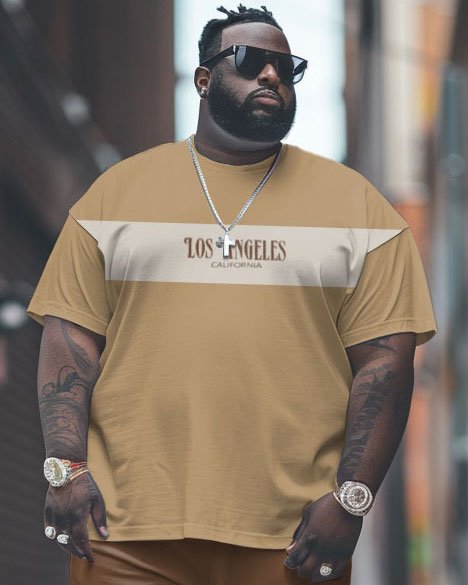 Big & Tall Colorblock Graphic T-Shirt Pants Set for big men view 2