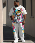 Big & Tall Graphic Graffiti T-Shirt Pants Set for big men view 1
