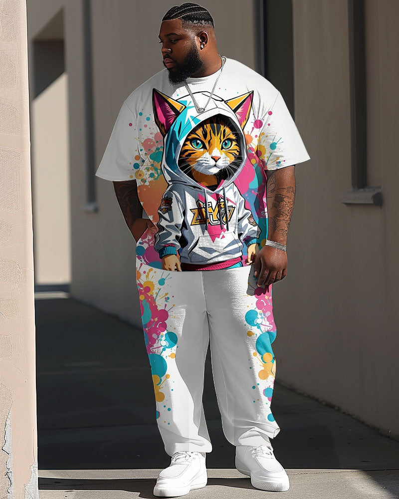 Big & Tall Graphic Graffiti T-Shirt Pants Set for big men view 1