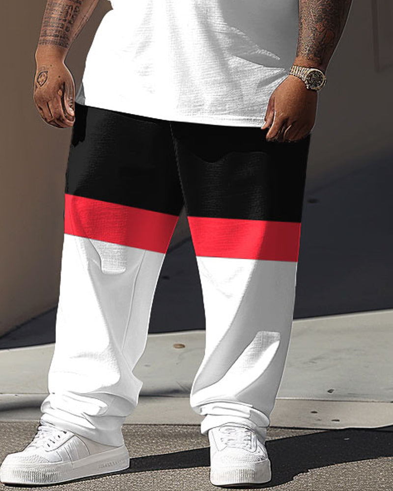 Big & Tall Black Red Colorblock Two-piece Set for big men view 3