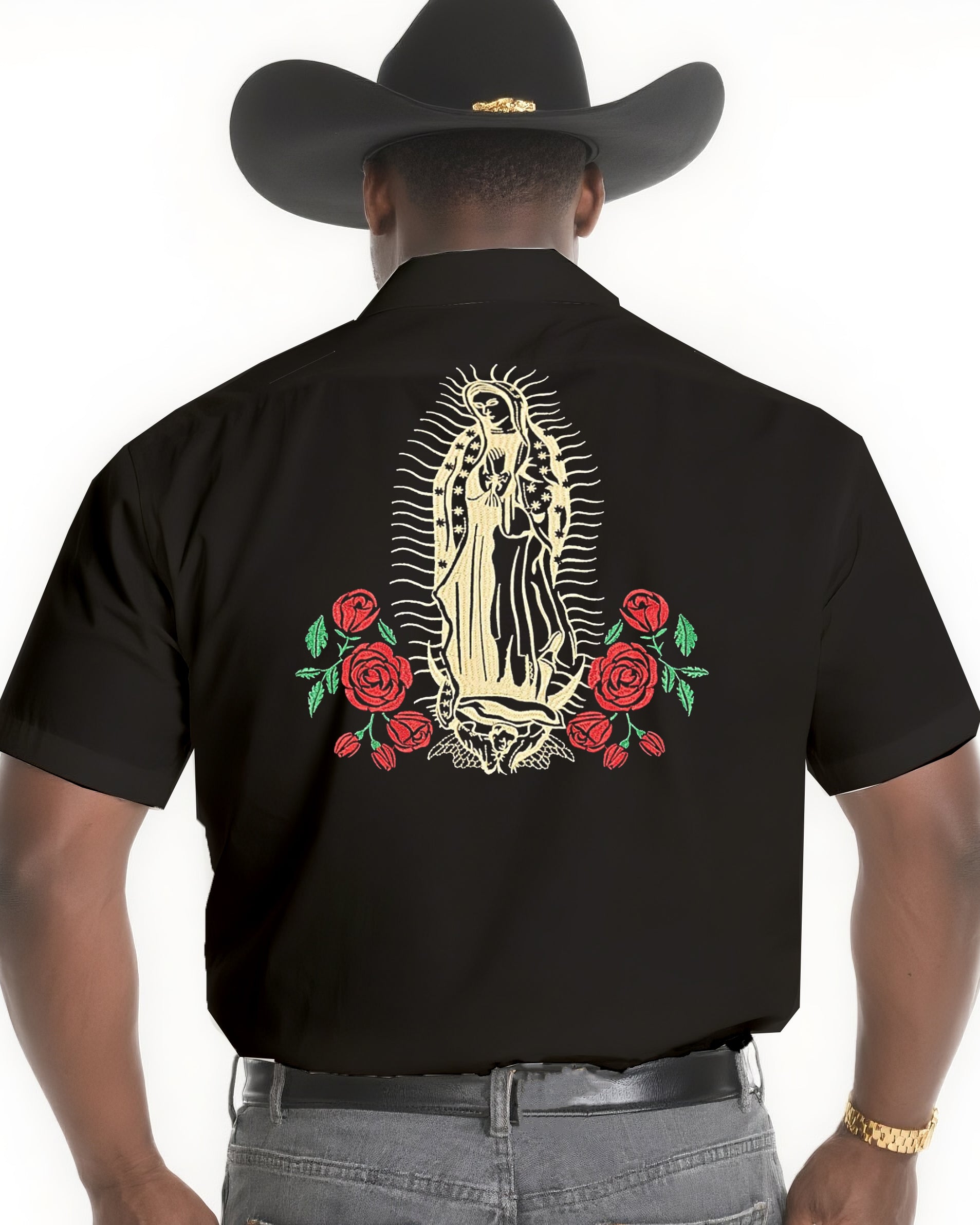 Big & Tall Black Western Short Sleeve Shirt for big men view 1