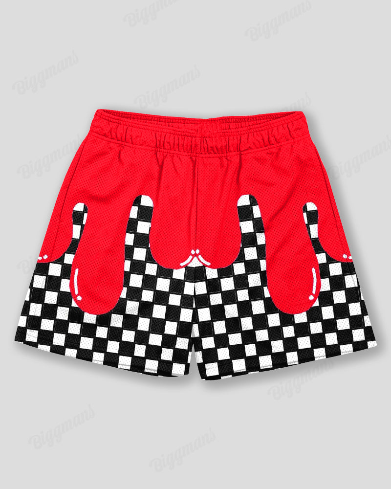 Big & Tall Red Geometric Graphic Athletic Shorts for big men