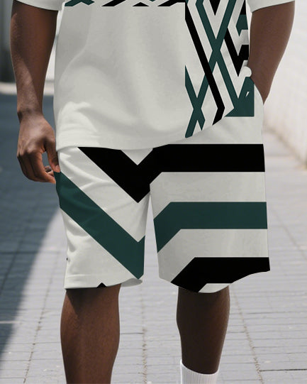 Big & Tall Colorblock Polo Shorts Set for big men view 3