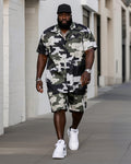 Big & Tall Camouflage T-Shirt Shorts Set for big men view 1