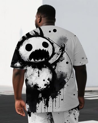 Big & Tall Graphic Splash Ink T-Shirt Shorts Set for big men view 2