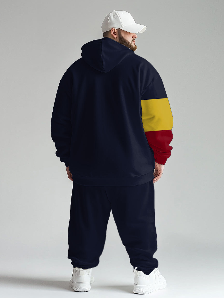Big & Tall Colorblock Graphic Hoodie Sweatpants Set for big men view 4