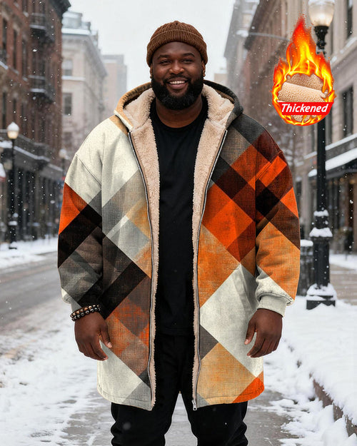 Big & Tall Orange Plaid Hoodie for big men view 1
