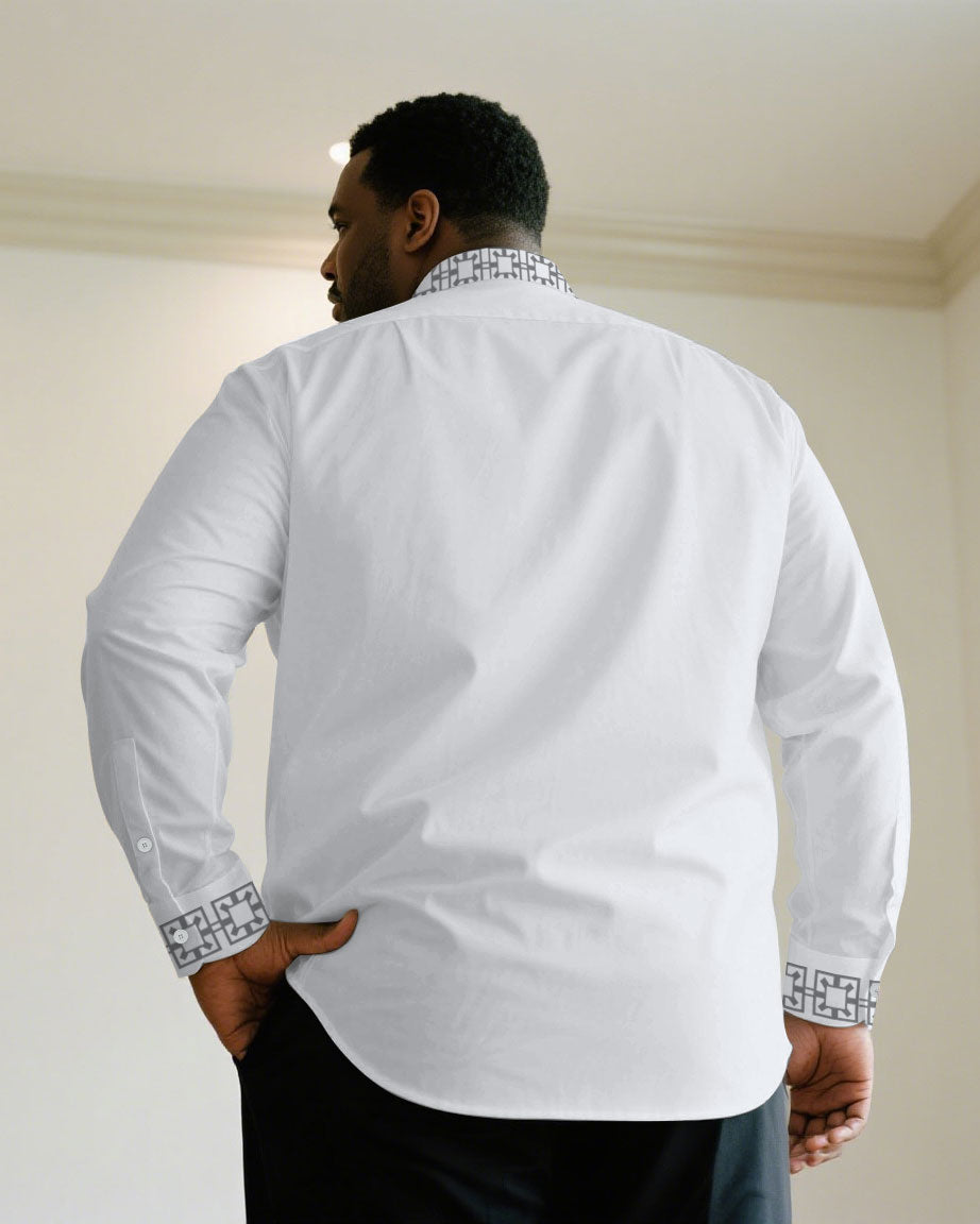 Big & Tall Black White Long Sleeve Shirt for big men view 8