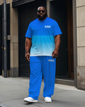 Big & Tall Colorblock Gradient T-Shirt Pants Set for big men view 1