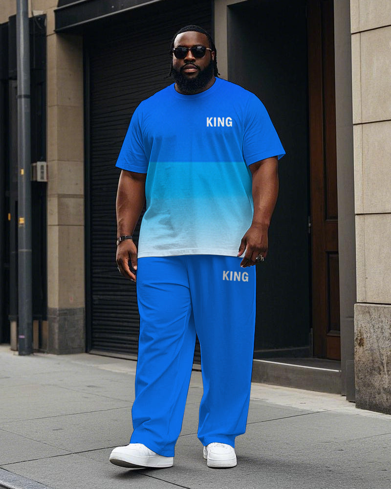 Big & Tall Colorblock Gradient T-Shirt Pants Set for big men view 1