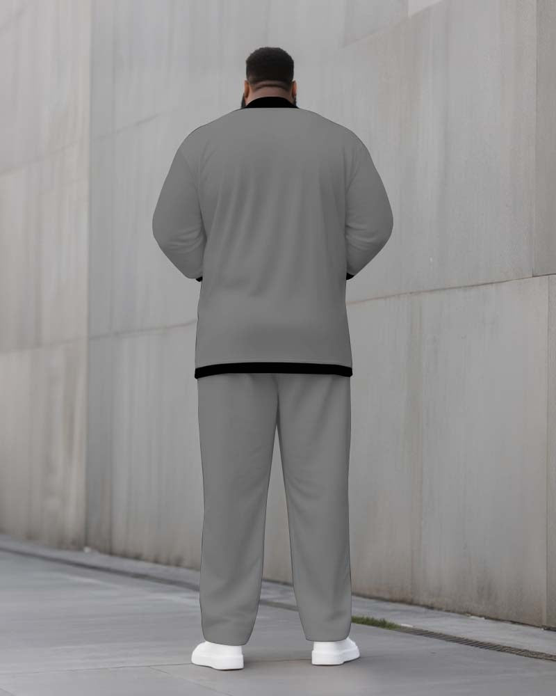Big & Tall Solid Color Two-piece Set for big men view 8