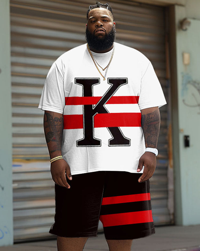 Big & Tall Graphic Streetwear T-Shirt Shorts Set for big men view 1