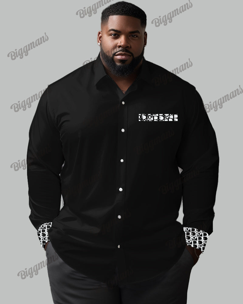 Big & Tall Patchwork Long Sleeve Shirt for big men view 6