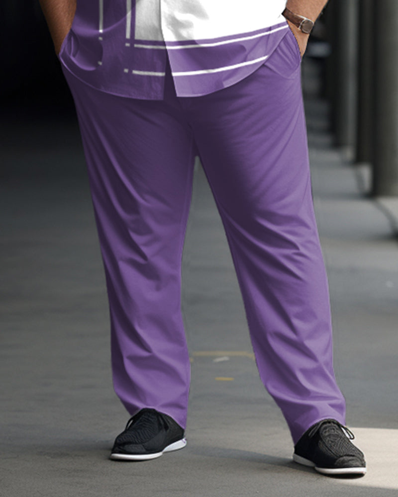 Big & Tall Purple Graphic Shirt Pants Set for big men view 3