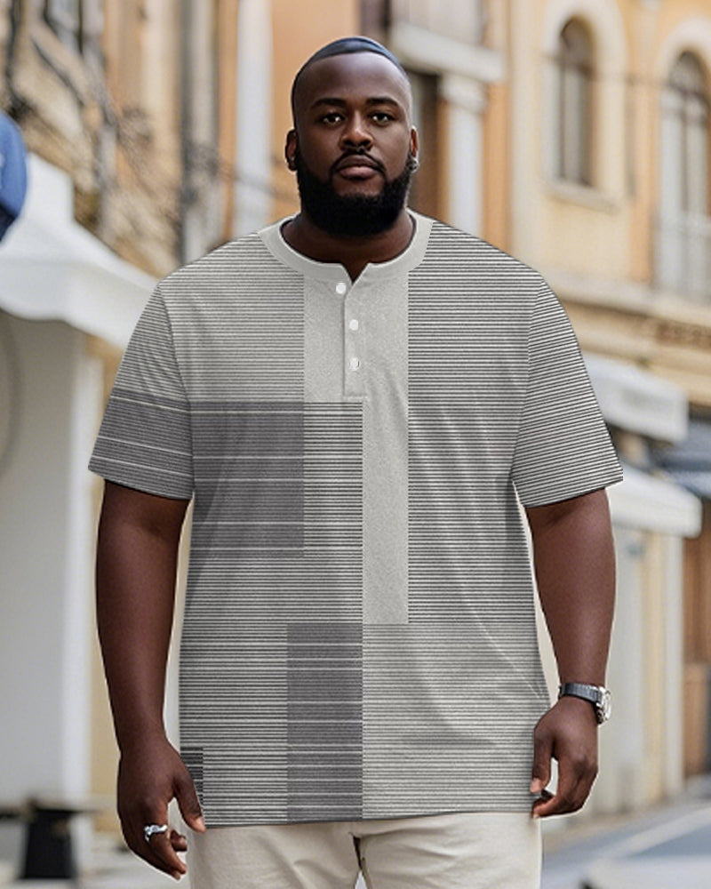 Big & Tall Gray Striped Graphic T-Shirt for big men view 1