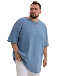 Big & Tall Denim Washed Solid Color T-Shirt for big men view 1