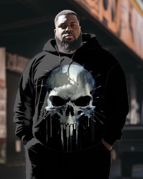 Big & Tall Graffiti Skull Hoodie Sweatpants Set for big men view 2