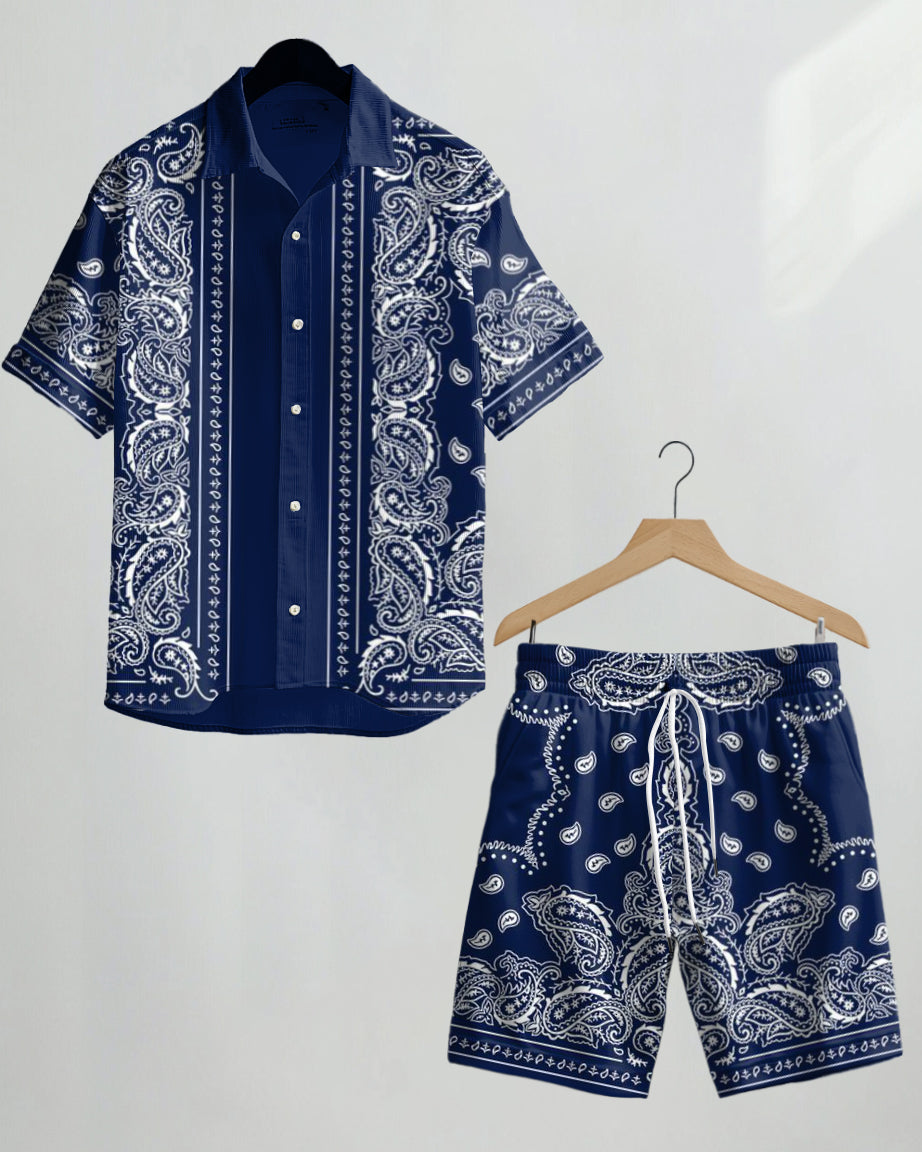 Big & Tall Graphic Vintage T-Shirt Shorts Set for big men view 1