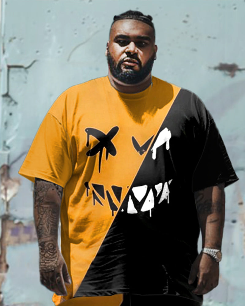 Big & Tall Smiley T-Shirt Shorts Set for big men view 2