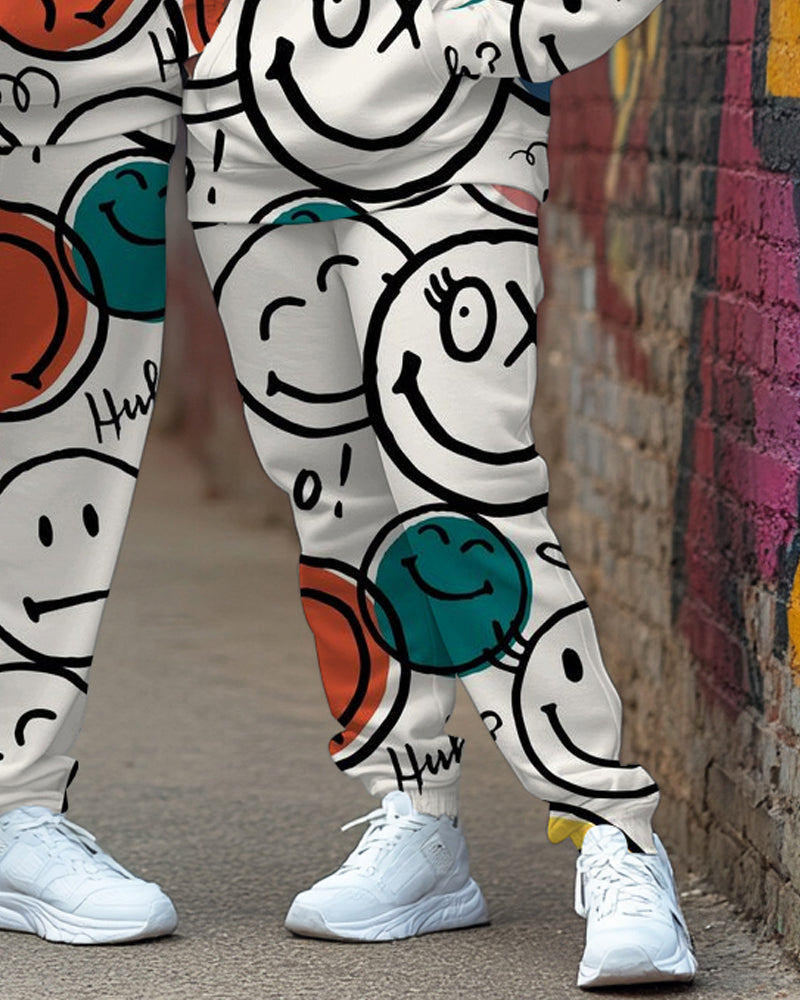 Big & Tall Graphic Smiley Hoodie Sweatpants Set for big men view 10